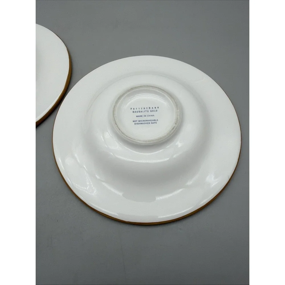 Pottery Barn Sausalito Gold Leaf Bread Dessert Salad Plates 7.5